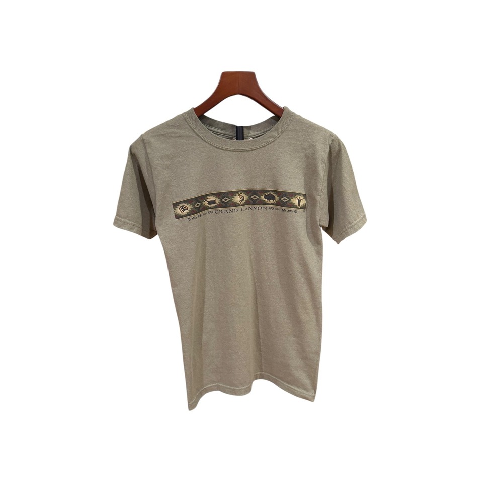 VTG Eco Mountain Grand Canyon T-Shirt Mens Small Tan Recycled Cotton Made USA‎